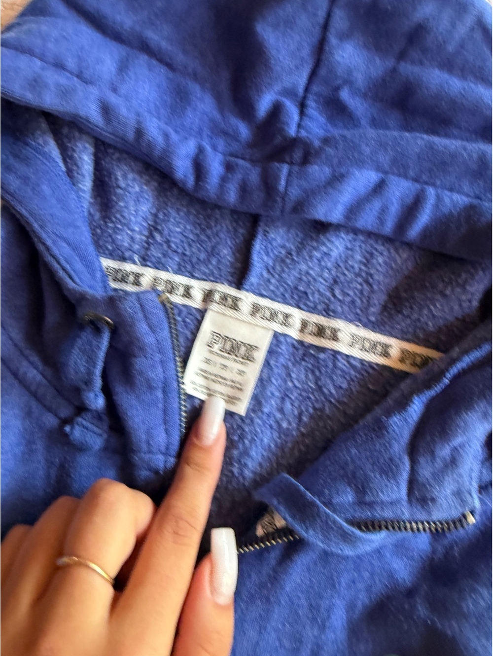 Victoria's Secret PINK Navy Blue-Zip up Hoodie Sweatshirt Size XS - Picture 3 of 5